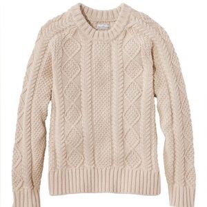 L.L. Bean Creamy Pink Cable Knit Sweater, Small